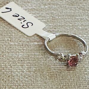 Silver Solitaire Ring with Pink Stone
